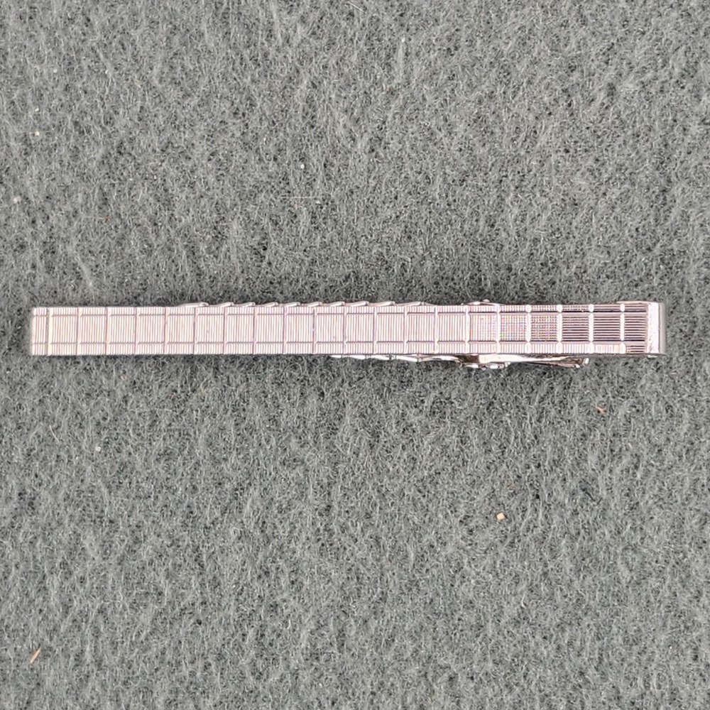 ANSON TEXTURED PLAID TYPE BOX DESIGN TIE CLIP VINTAGE